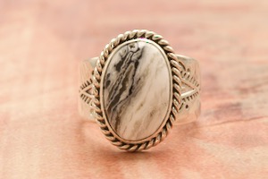 Genuine White Buffalo Turquoise Sterling Silver Navajo Ring